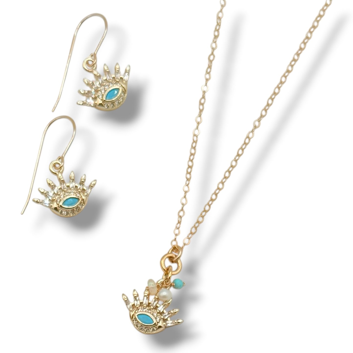 Turquoise Talisman Charm Necklaces – 14K Gold Filled