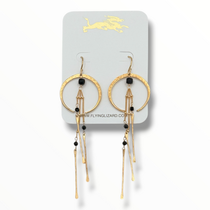 Midnight Muse Black Spinel Boho Chic Hoops -Two Styles