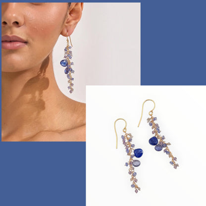 Lapis, Iolite & Amethyst Cluster Earrings