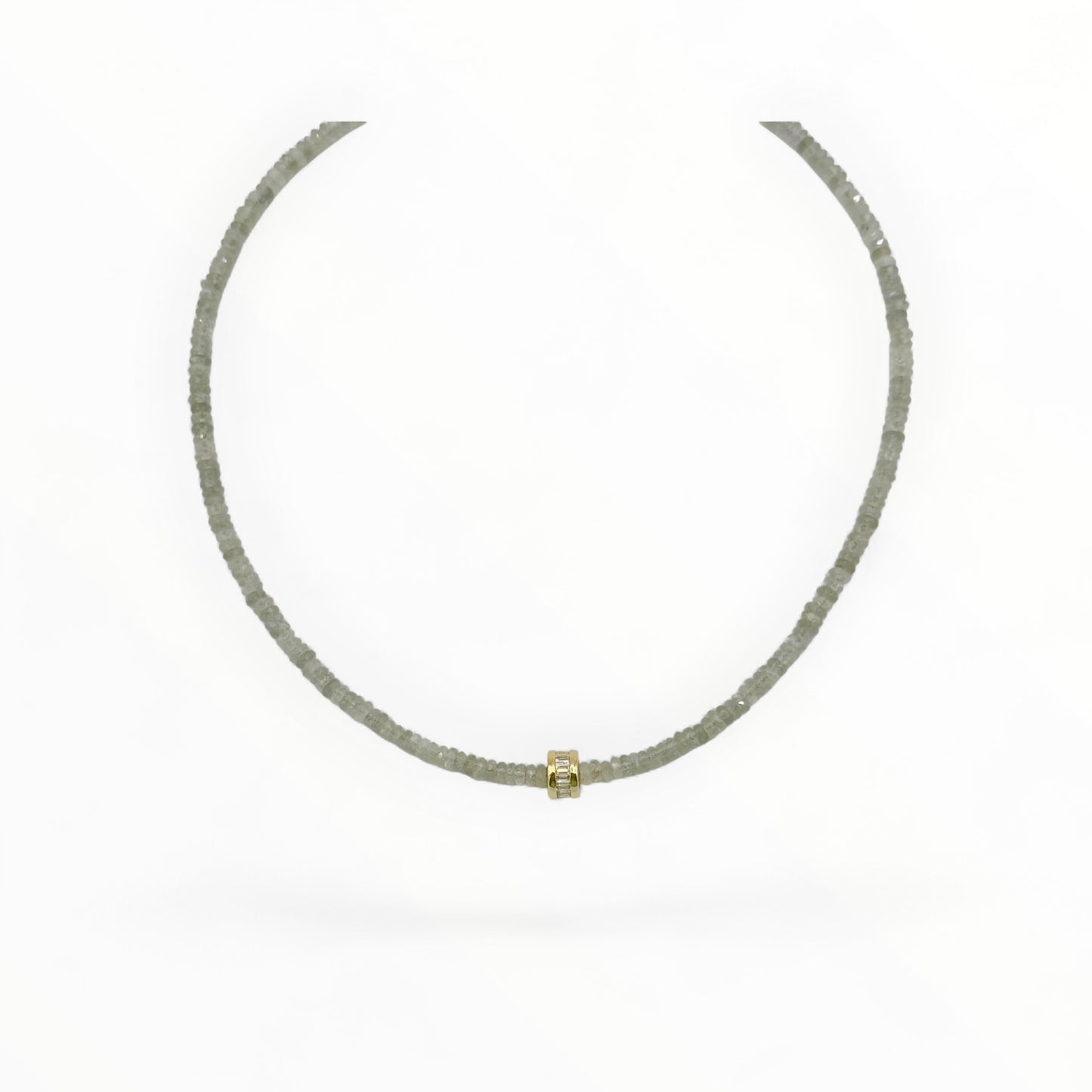 Labradorite Choker Necklace with Gold Center Accent