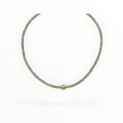 Labradorite Choker Necklace with Gold Center Accent