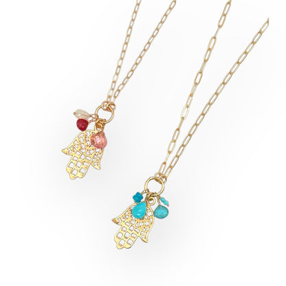 Hamsa Gem Necklace