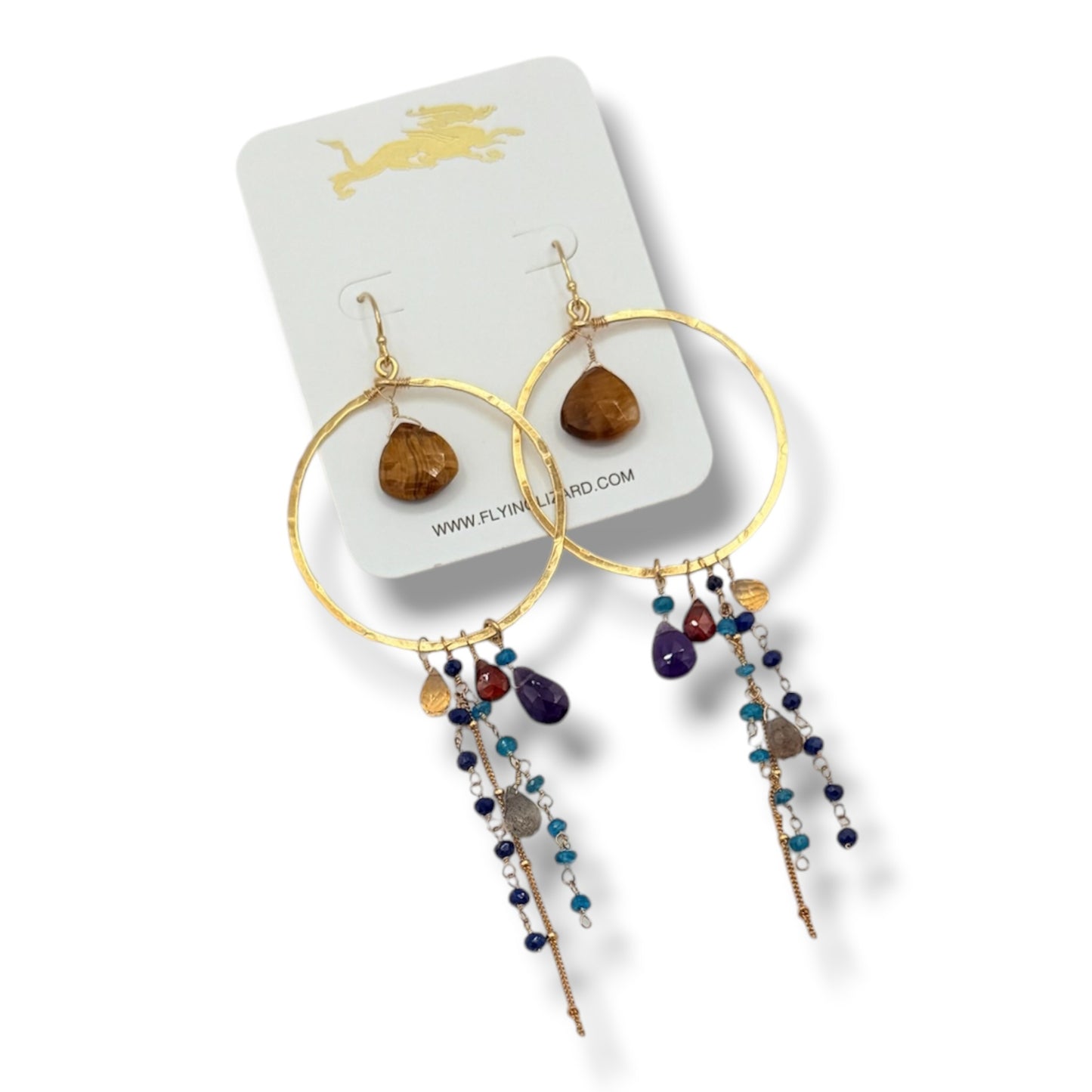 One-of-a-Kind Multi Gemstone Hoop Earrings