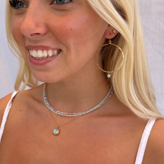 Jelly Opal Gold Pendant Mama Necklace