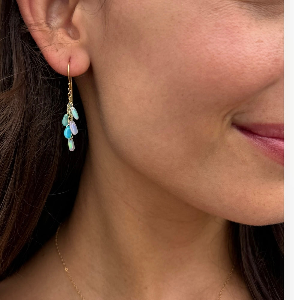 Opal Pear Cluster Earrings