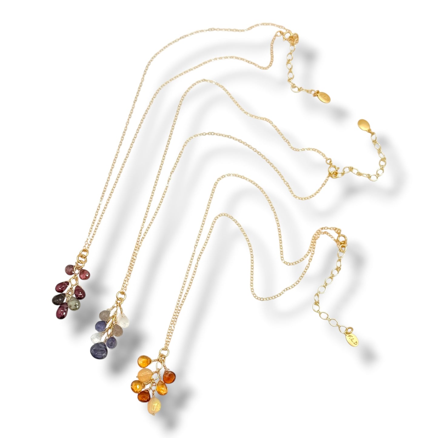 Gemstone Raindrop Necklace – Citrine, Tourmaline or Tanzanite Moonstone .