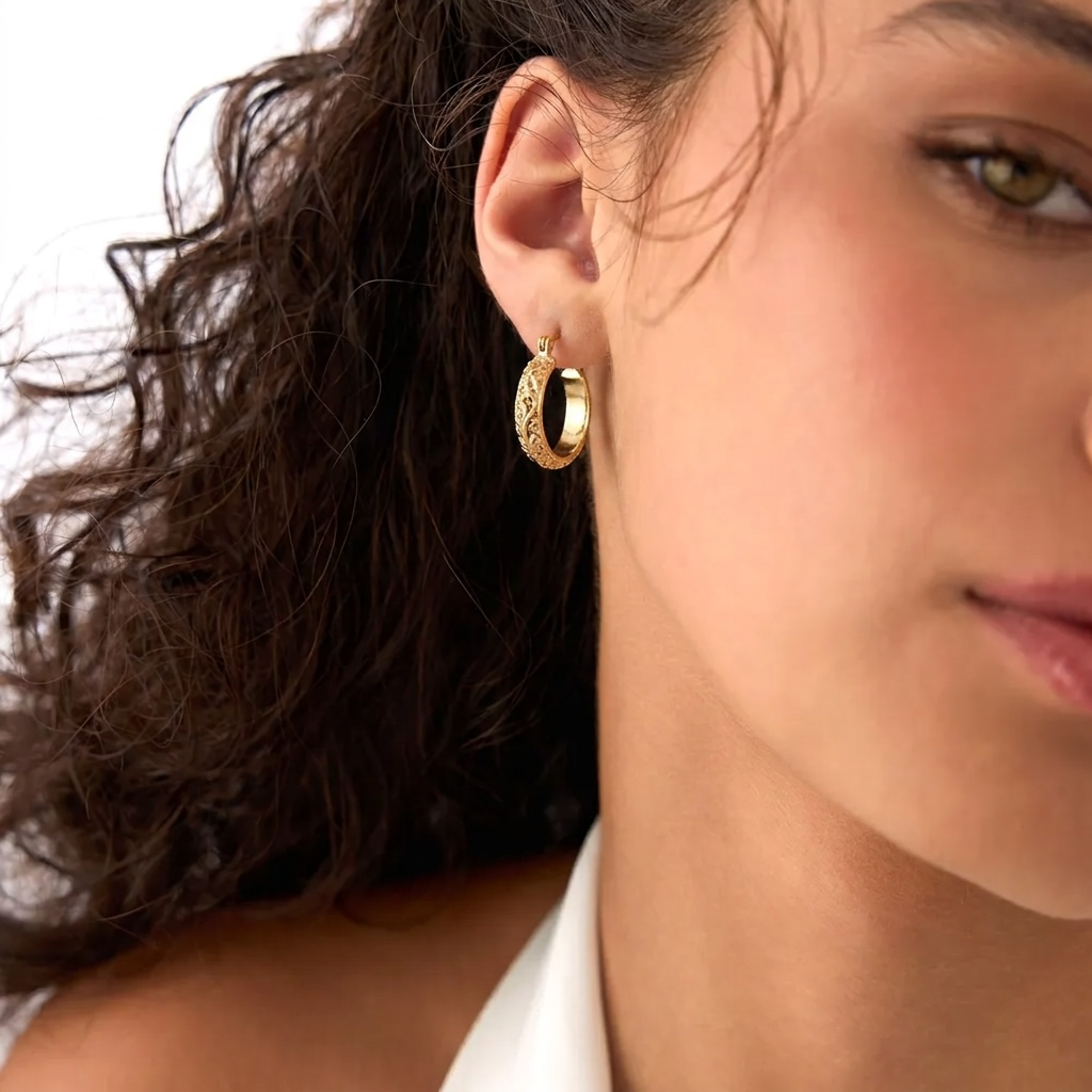 Textured Floral Hoop Earrings