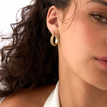 Textured Floral Hoop Earrings