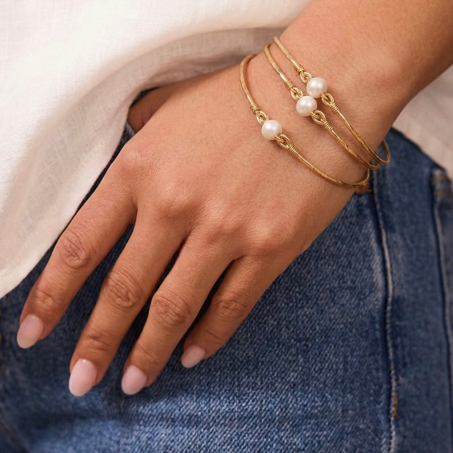 Pearl & Gold Bangles