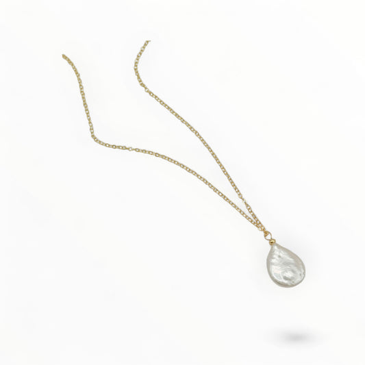 Baroque Pearl Pendant Necklace with Gold Chain