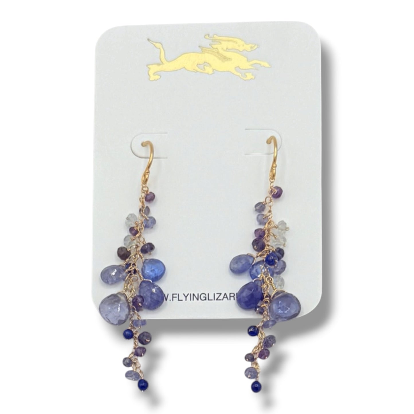 Tanzanite, Iolite & Lapis Cluster Earrings