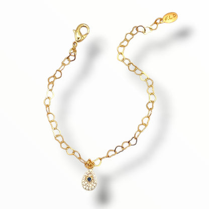 Dainty Heart Link Charm Bracelet – Gold Zircon Celestial Charms