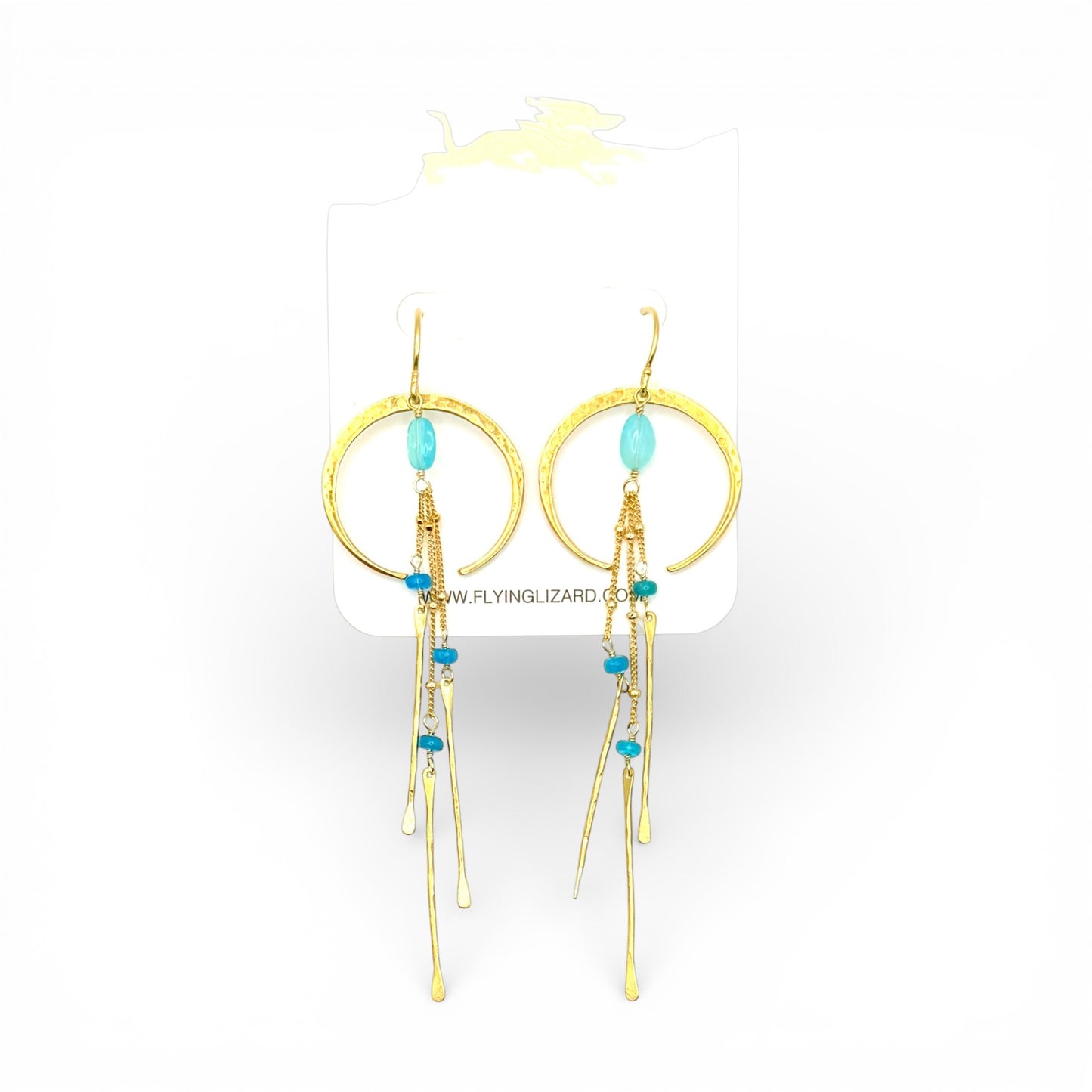 Crescent Gem & Stick Boho Hoops