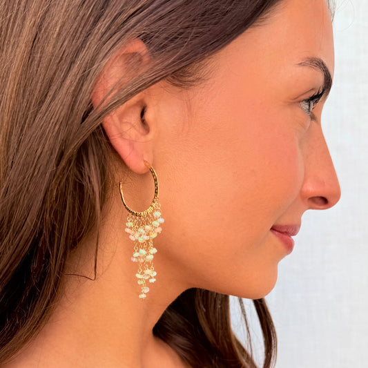 Opal Waterfall Hoops