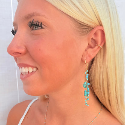 Turquoise & Gold Cluster Earrings