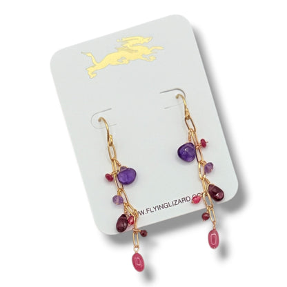 Gemstone Cascade Paperclip Earrings