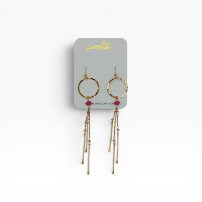 Mini Hoop Earrings with Gemstones & Gold Dangles