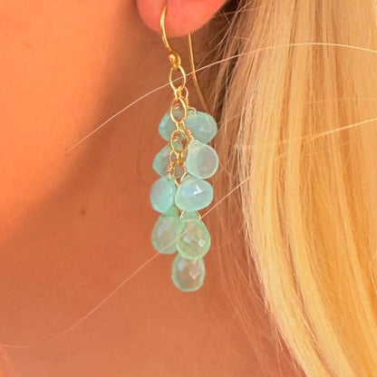 Aqua Chalcedony Cascade Earrings