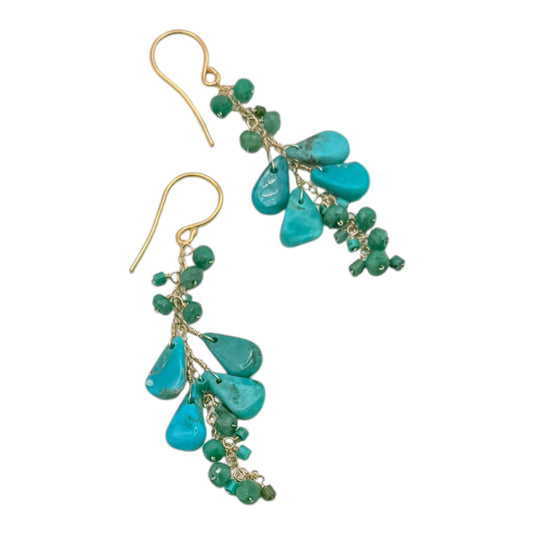 Turquoise & Emerald Cluster Earring
