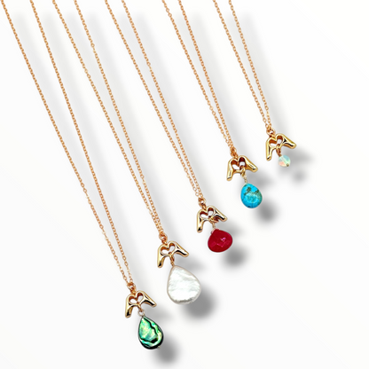 Love Hand Talisman Necklaces  – Abalone, Pearl, Ruby, Turquoise, Jelly Opal, and Diamond Zircons