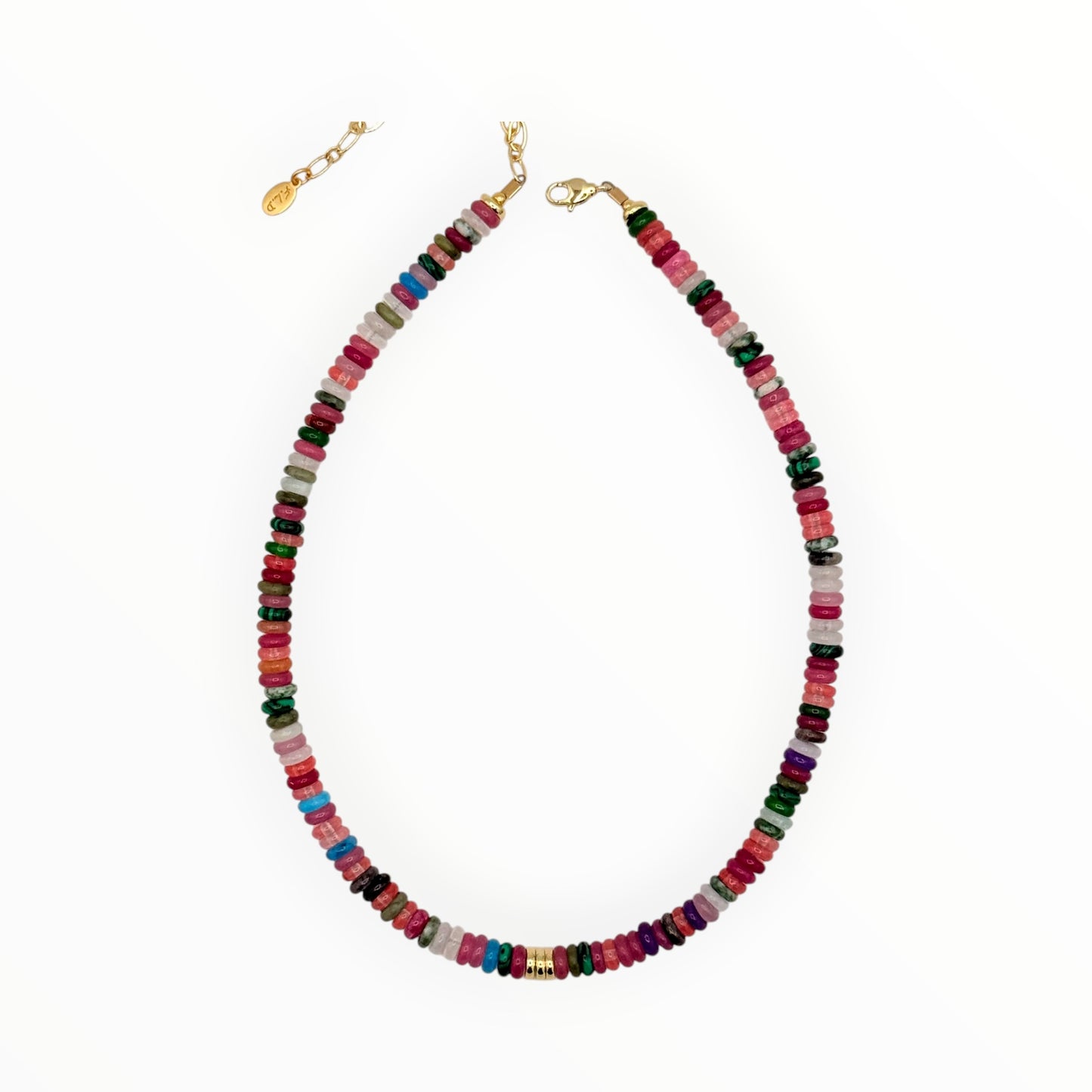 Mixed Gemstone Choker Necklace with Gold Accents