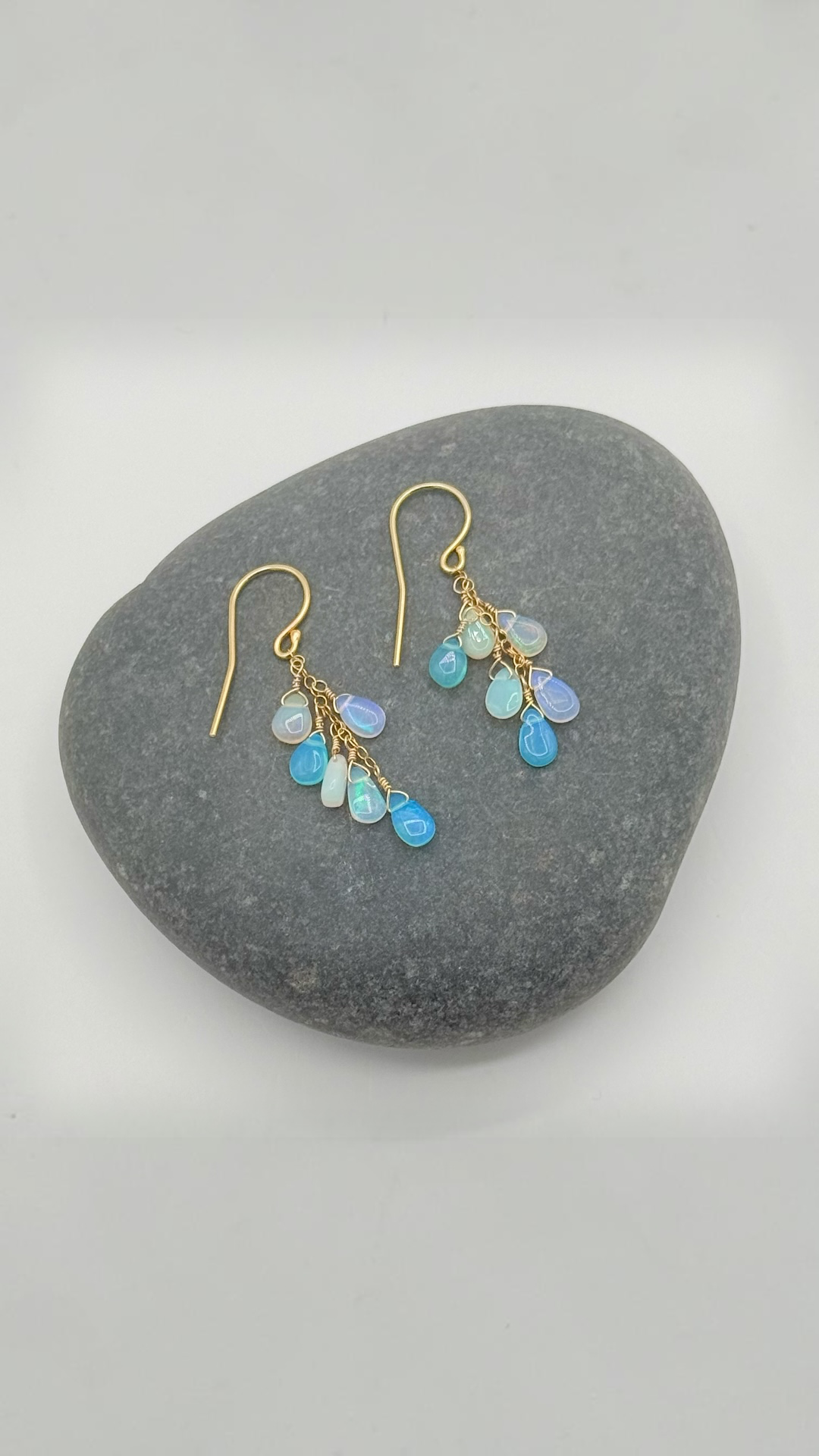 Opal Pear Cluster Earrings