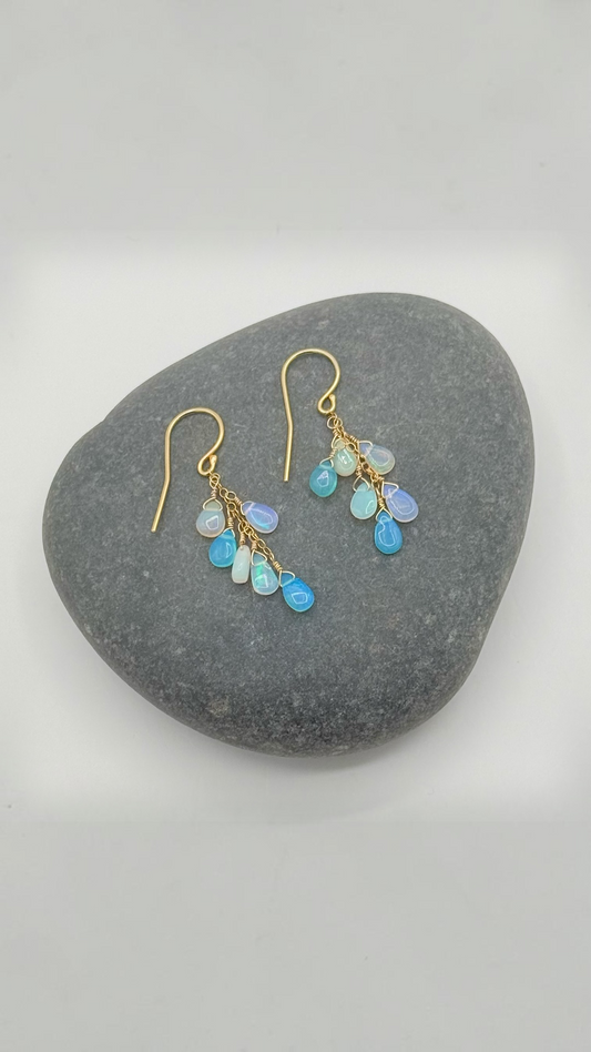 Opal Pear Cluster Earrings