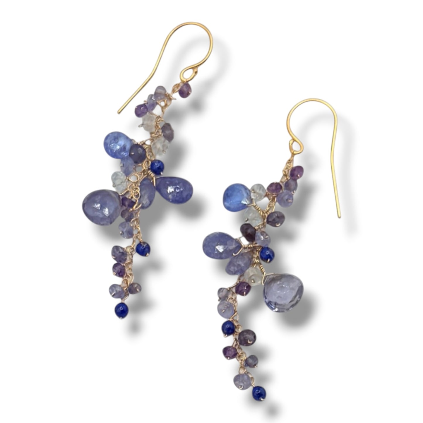 Tanzanite, Iolite & Lapis Cluster Earrings