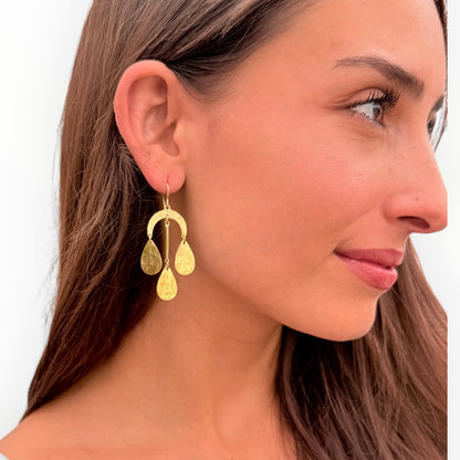 Hammered Gold Cascade Earrings