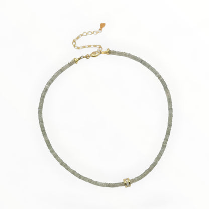 Labradorite Choker Necklace with Gold Center Accent