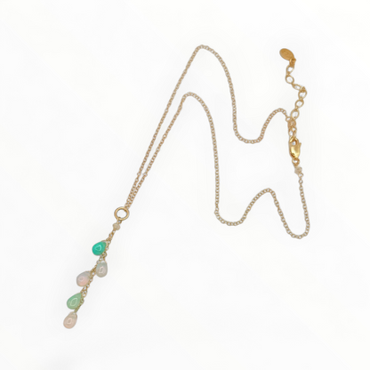 Pastel Opal Multi  Drop Necklace