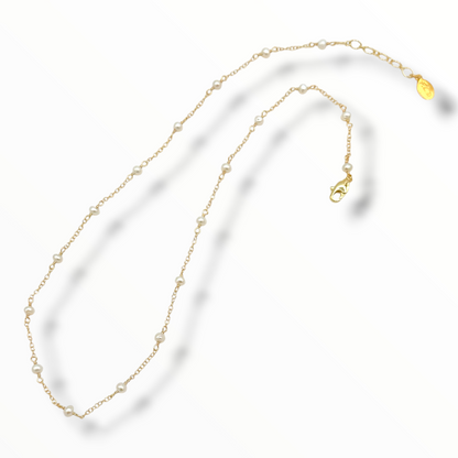 Gemstone Station Chain Necklace – Ruby, Blue Opal, Jelly Opal, Pearl & Black Spinel | 14K Gold Filled