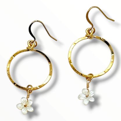Meet Me at the Ocean – Carved Mother of Pearl Flower Earrings