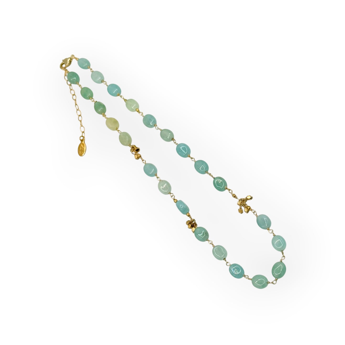 Aquamarine Pebble Gold Fill Necklace