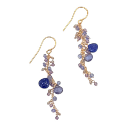Lapis, Iolite & Amethyst Cluster Earrings