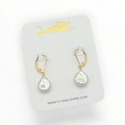 Freshwater Nugget Pearl Earrings/14 kGold Filled Leverback Earrings