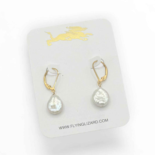 Freshwater Nugget Pearl Earrings/14 kGold Filled Leverback Earrings