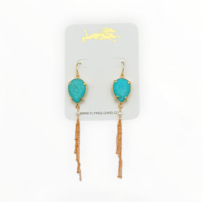 Turquoise Coast Gold Fringe Earrings