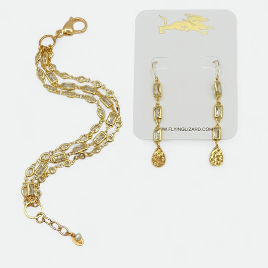 3 Strand Gold Zircon Bracelet by Flying Lizard Design