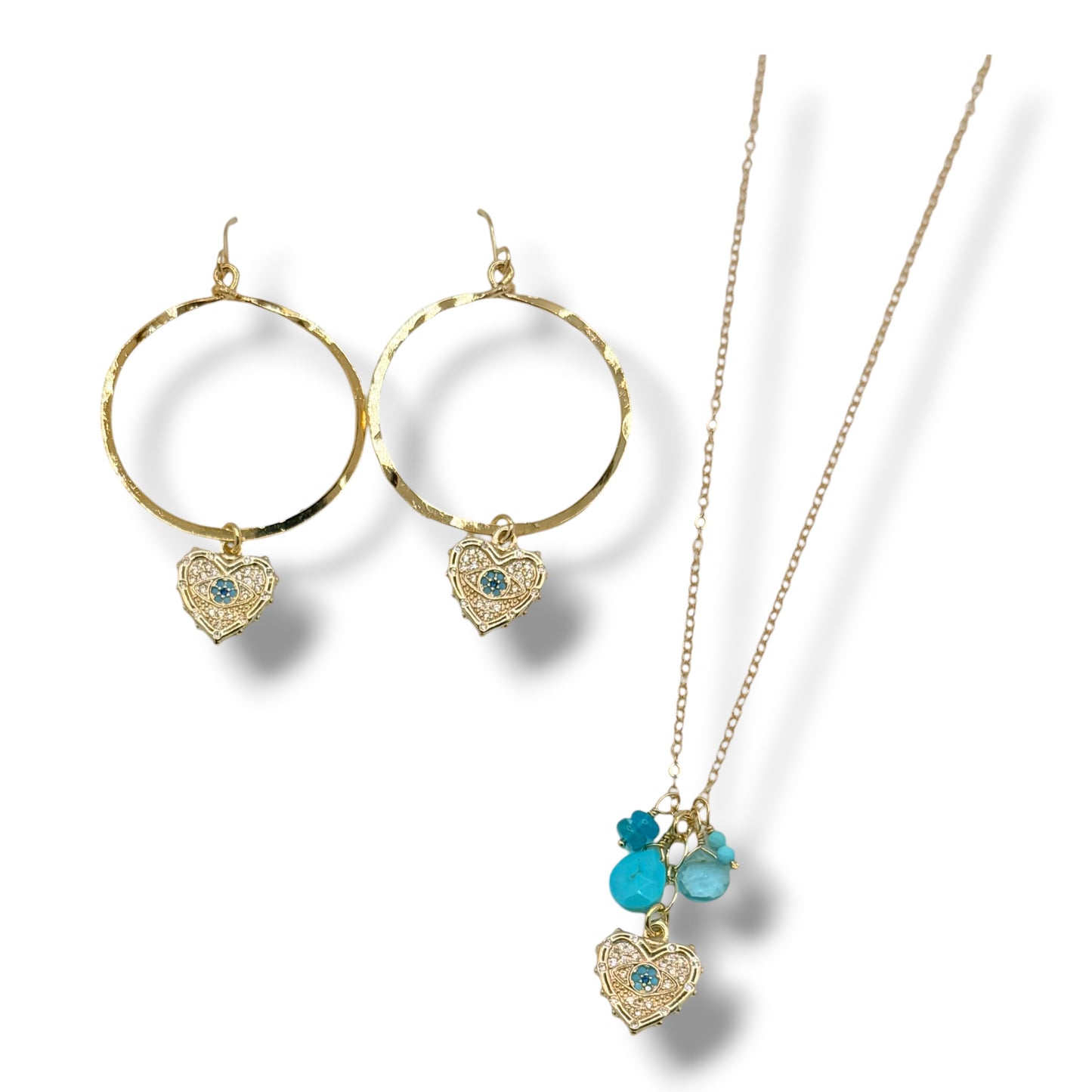Evil Eye Heart Hoop Earring