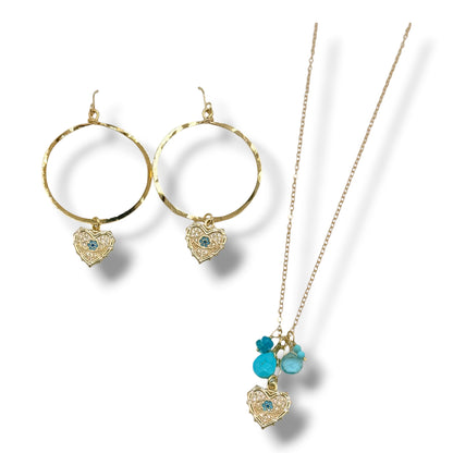 Evil Eye Heart Hoop Earring
