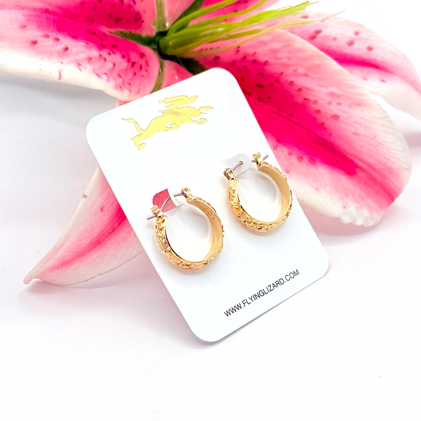 Textured Floral Hoop Earrings