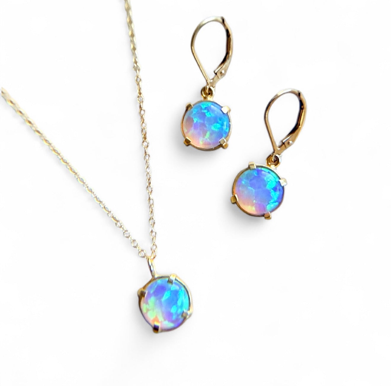 Jelly Opal Gold Pendant Mama Necklace