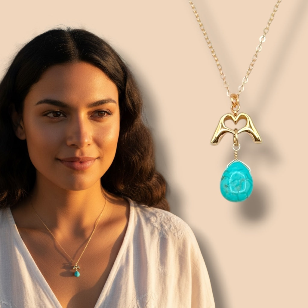 Love Hand Talisman Necklaces  – Abalone, Pearl, Ruby, Turquoise, Jelly Opal, and Diamond Zircons