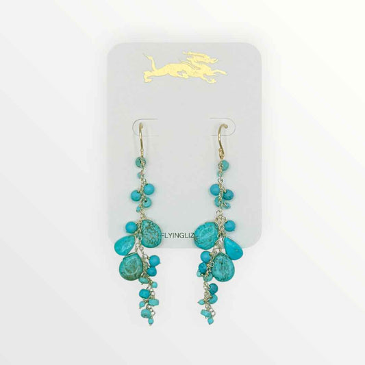 Turquoise Gold Cluster Earrings