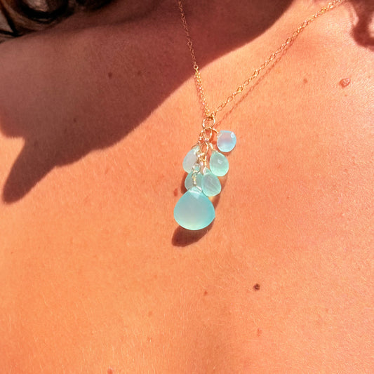 Chalcedony Falls Gold Necklace