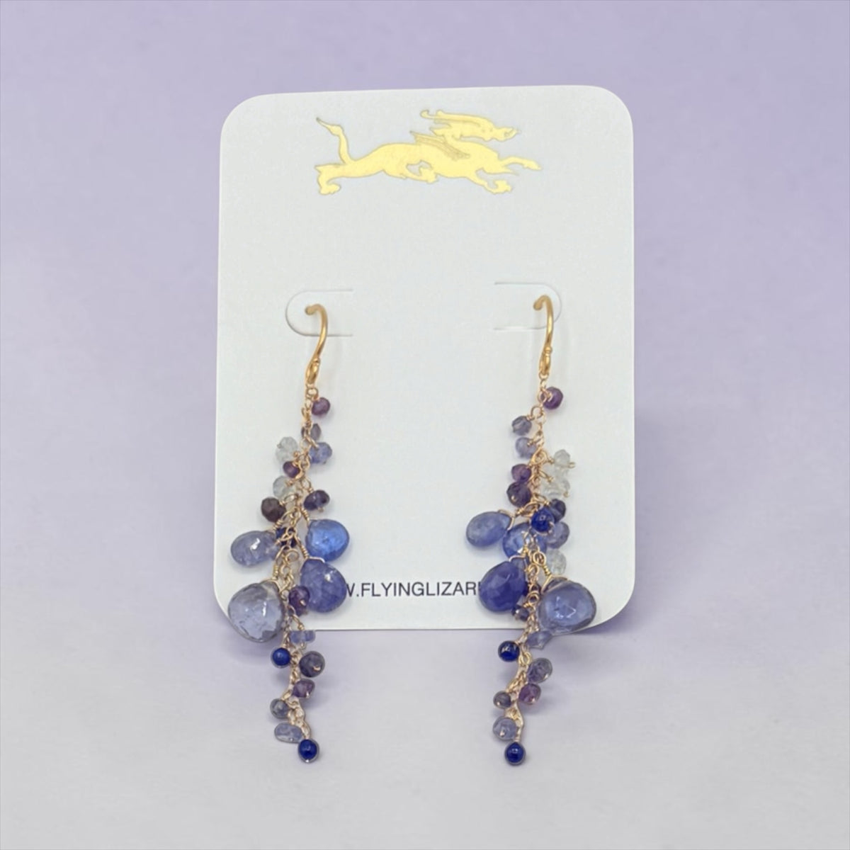 Tanzanite, Iolite & Lapis Cluster Earrings