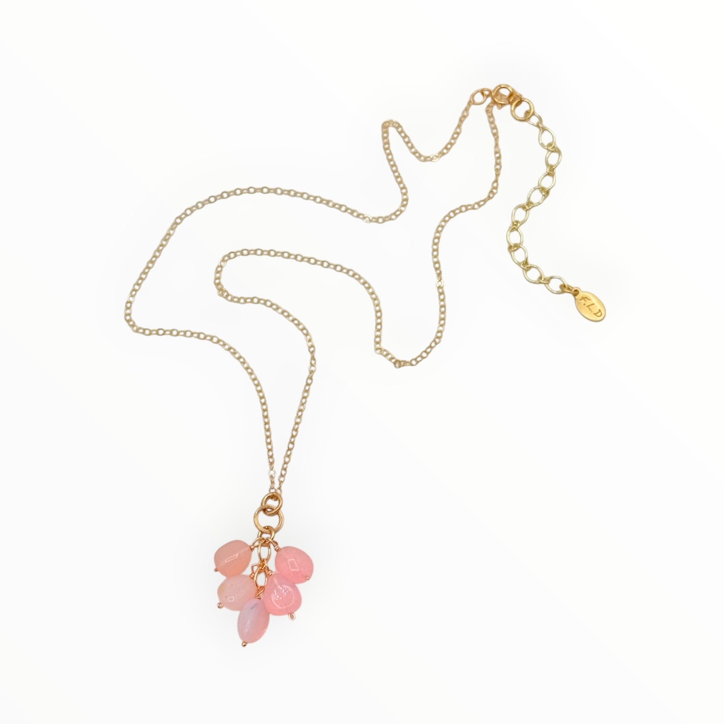 Pink Opal Cluster Gold Fill Necklace