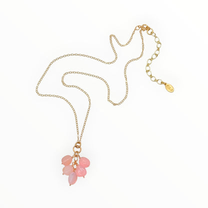 Pink Opal Cluster Gold Fill Necklace