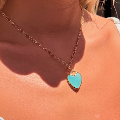 Aqua Blue Heart Necklace